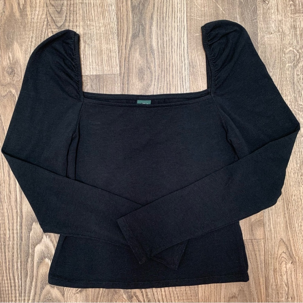 Wild Fable Black Long Puff Sleeve Top Size S